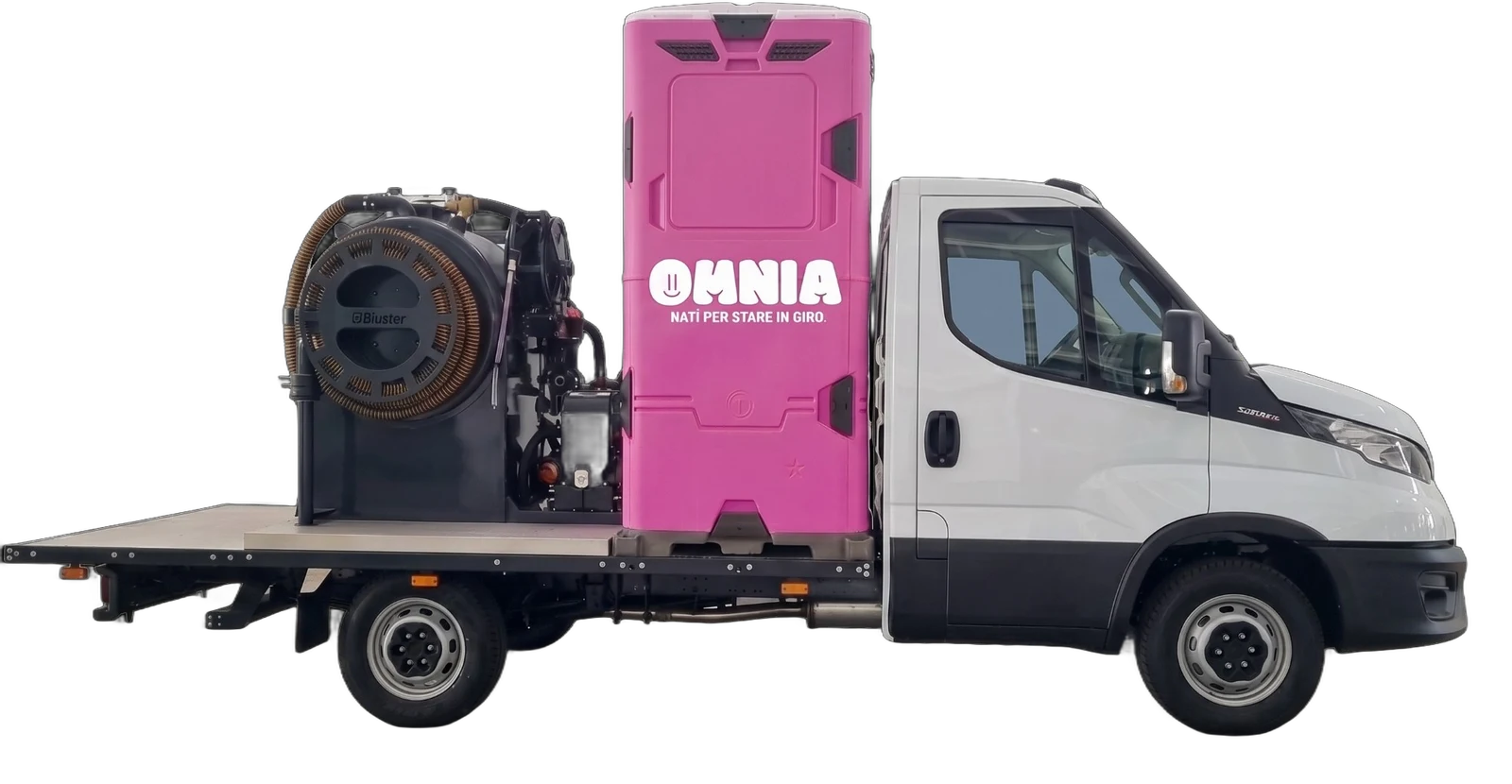 Furgone Omnia attrezzato per aspirazione e sanificazione dei bagni chimici