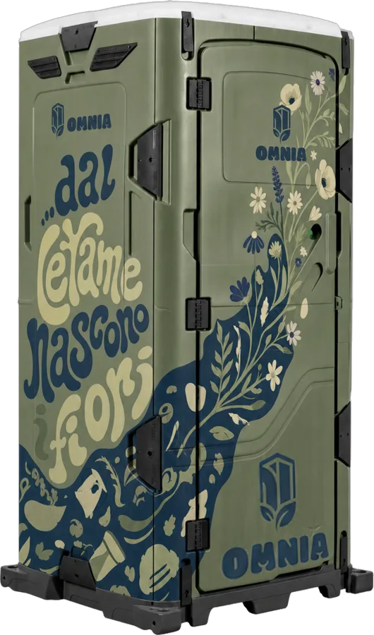 Bagno chimico Omnia verde decorato con illustrazione floreale